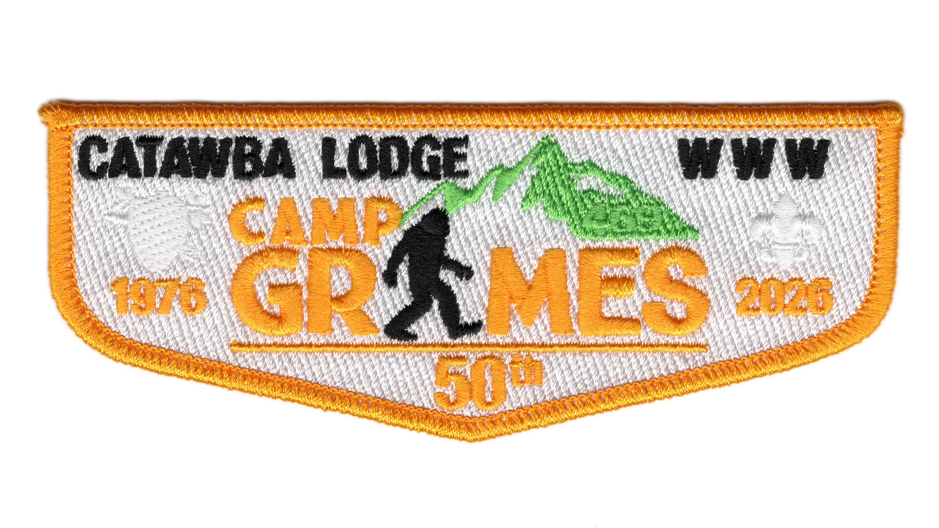 Catawba Lodge Camp Grimes 50th anniversary lodge flap. Embroidered Patch produced by Summit Emblem